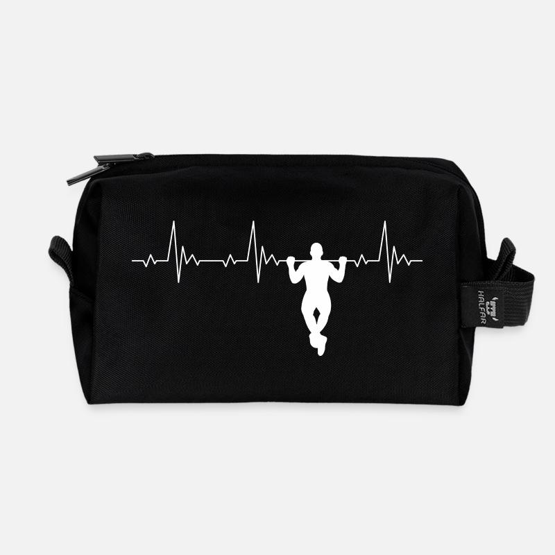 Calisthenics Herzschlag Klimmzug Heartbeat - Recycelte Kulturtasche - Schwarz