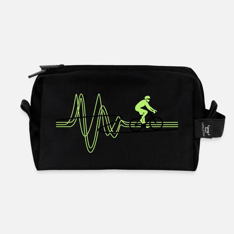 Road Bike Heartbeat - Recycled Toiletry Zip Bag - black