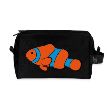 Clown Fish Drawing - Recycled Toiletry Zip Bag - black - Front