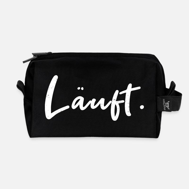 Läuft. – Handlettering Statement - Recycelte Kulturtasche - Schwarz