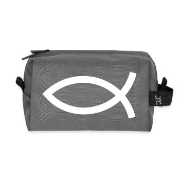 Jesusfisch weiß Ichthys Fisch Fische - Recycelte Kulturtasche - Anthrazit - Vorne