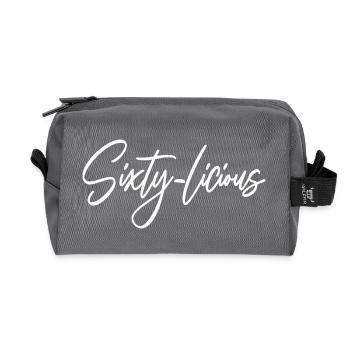 Sixty-Licious Funny 60th Birthday Party Men Women - Recycled Toiletry Zip Bag - anthracite - Front