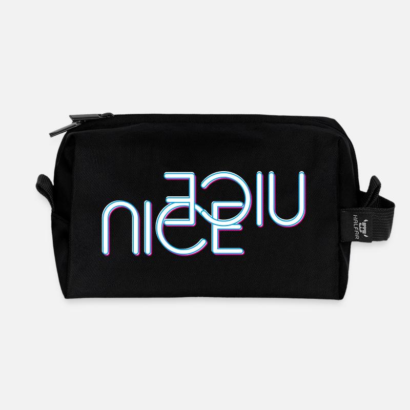 Nice lettering - Recycled Toiletry Zip Bag - black