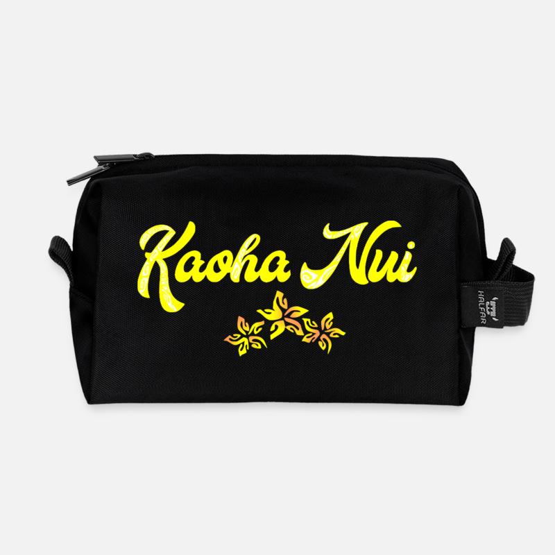 KAOHA NUI (Yellow) - Recycled Toiletry Zip Bag - black