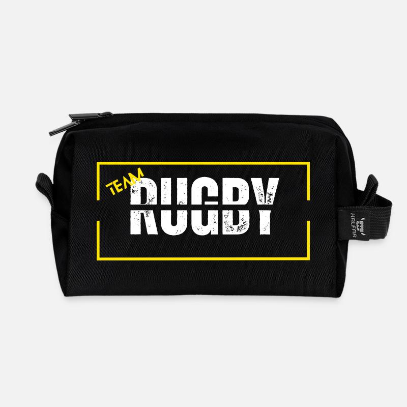 Mannschaft Rugby gelb - Recycelte Kulturtasche - Schwarz