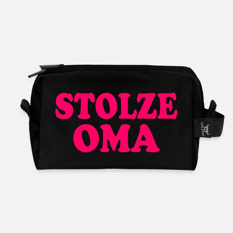 Stolze oma - Recycelte Kulturtasche - Schwarz