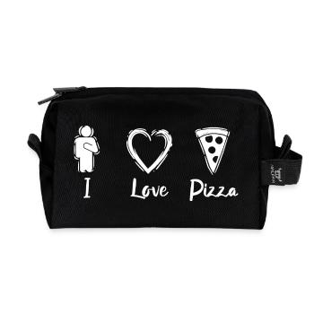 Ich liebe Pizza - Recycelte Kulturtasche - Schwarz - Vorne