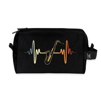 Battement de cœur de saxophone vintage - Trousse de toilette en tissu recyclé - noir - Devant