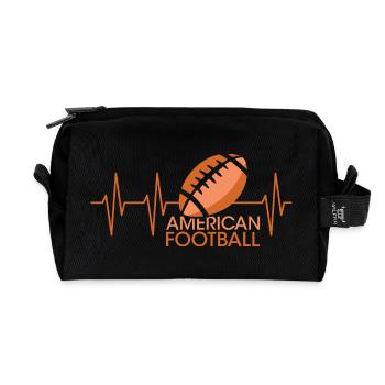 Icône graphique de balle de battement de cœur de football américain pulse - Trousse de toilette en tissu recyclé - noir - Devant