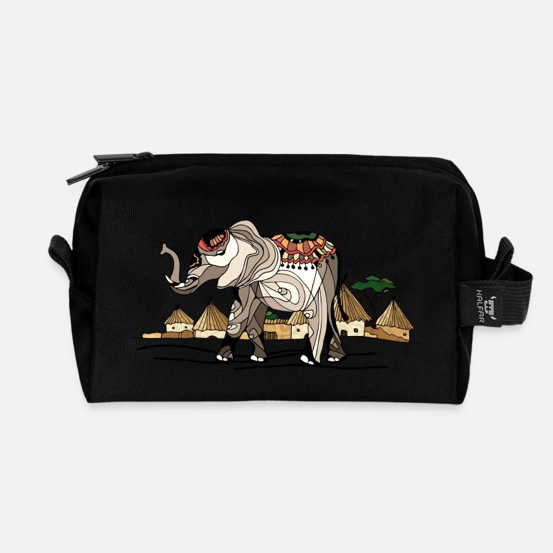 Elefant - Recycelte Kulturtasche - Schwarz