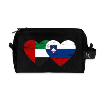 Vereinigte Arabische Emirate Slowenien Flagge Herz - Recycelte Kulturtasche - Schwarz - Vorne