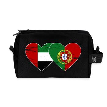 United Arab Emirates Portugal Flag Heart - Recycled Toiletry Zip Bag - black - Front