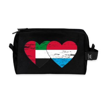 United Arab Emirates Luxembourg Flag Heart - Recycled Toiletry Zip Bag - black - Front