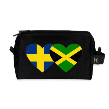 Suède Jamaïque Drapeau Coeur - Trousse de toilette en tissu recyclé - noir - Devant