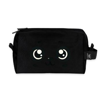 Minimalistischer Panda: Weichheit in Schwarz - Recycelte Kulturtasche - Schwarz - Vorne