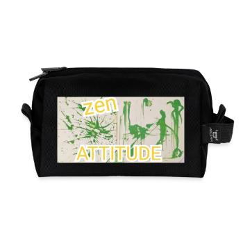 Abstract painting zen attitude, green, buddhism - Recycled Toiletry Zip Bag - black - Front
