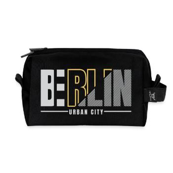 Design de la ville urbaine de Berlin - Trousse de toilette en tissu recyclé - noir - Devant