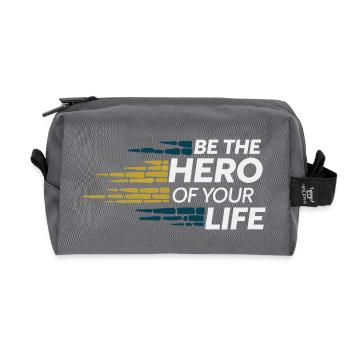 BE THE HERO OF YOUR LIFE - Recycled Toiletry Zip Bag - anthracite - Front