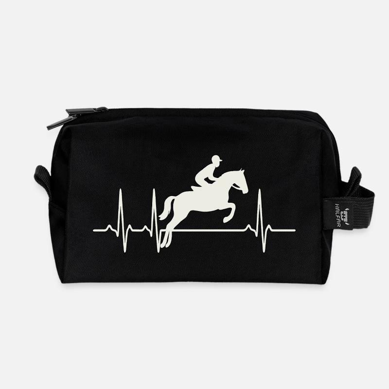 Reiter Herzschlag – EKG mit Springreiter - Recycelte Kulturtasche - Schwarz