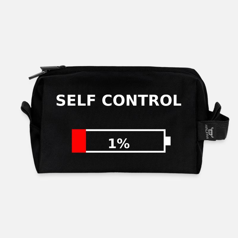 SELBSTKONTROLLE – 1 % Batterie schwach - Recycelte Kulturtasche - Schwarz