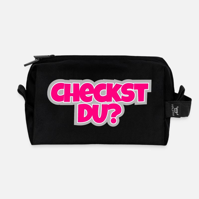 Checkst Du? - frech fragen, stylisch antworten. - Recycelte Kulturtasche - Schwarz