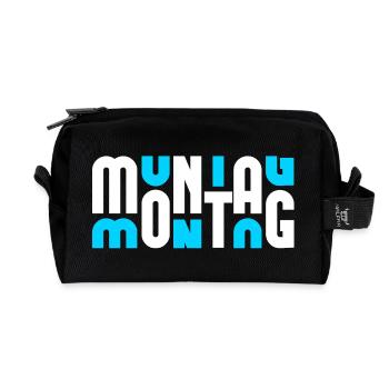 Motiv Montag Weiß/Cyan - Recycelte Kulturtasche - Schwarz - Vorne