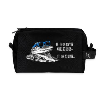 Don't Chase. Wait. – Cool Alligator Meme - Recycled Toiletry Zip Bag - black - Front