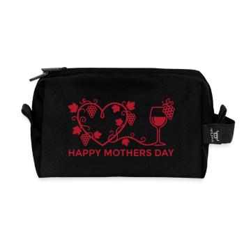 Happy Mothers Day Wein Herz Muttertag - Recycelte Kulturtasche - Schwarz - Vorne