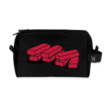 brick, brick, building, house, wall, stone, bricks - Recycled Toiletry Zip Bag - black - Front