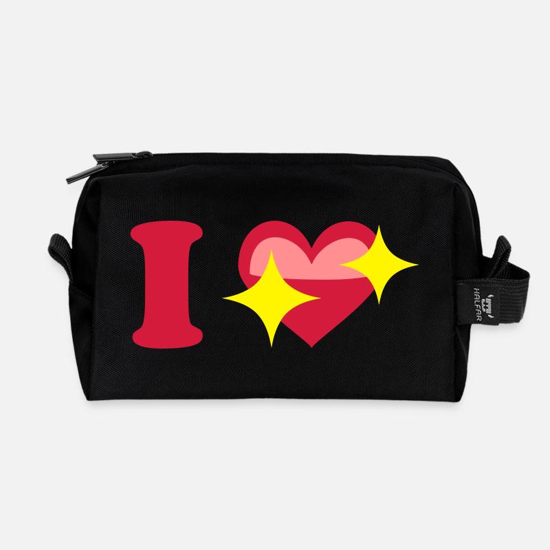 I love - Recycelte Kulturtasche - Schwarz