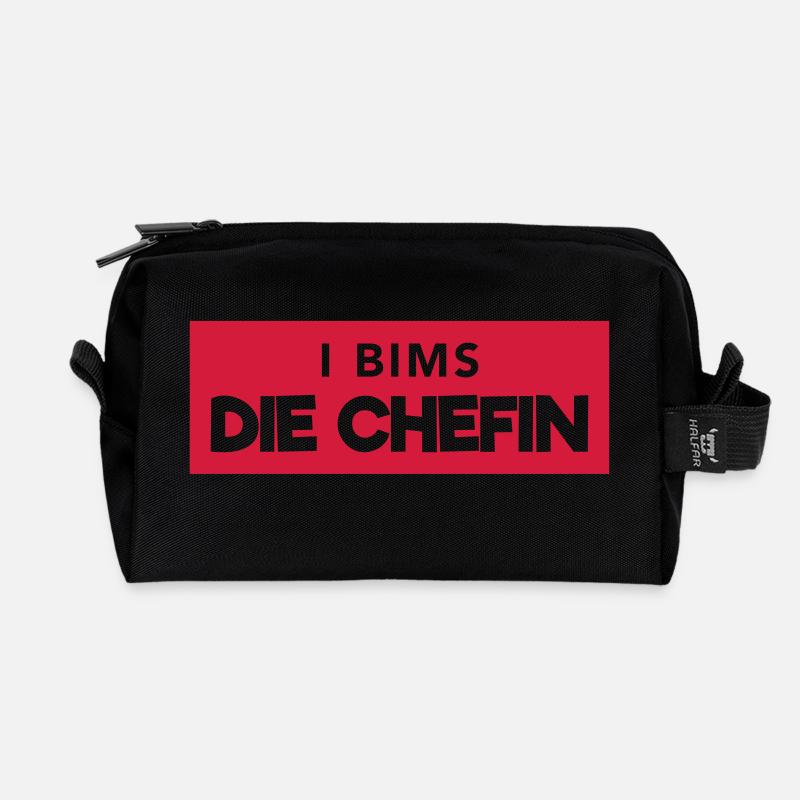 i bims die Chefin - Recycelte Kulturtasche - Schwarz