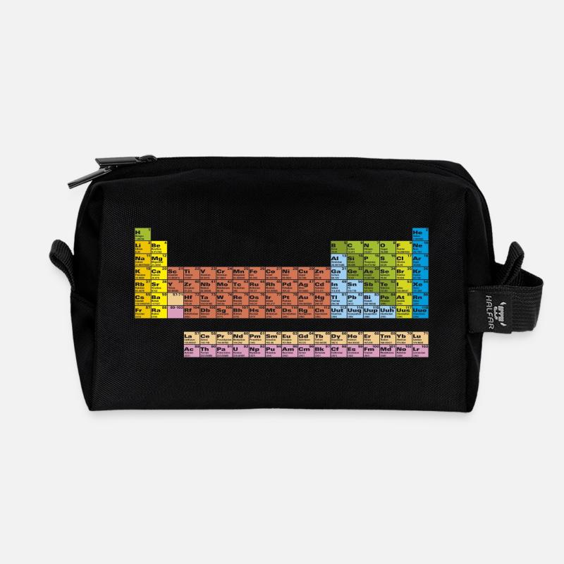 Periodensystem in der Farbe mit schwarzen Linien - Recycelte Kulturtasche - Schwarz