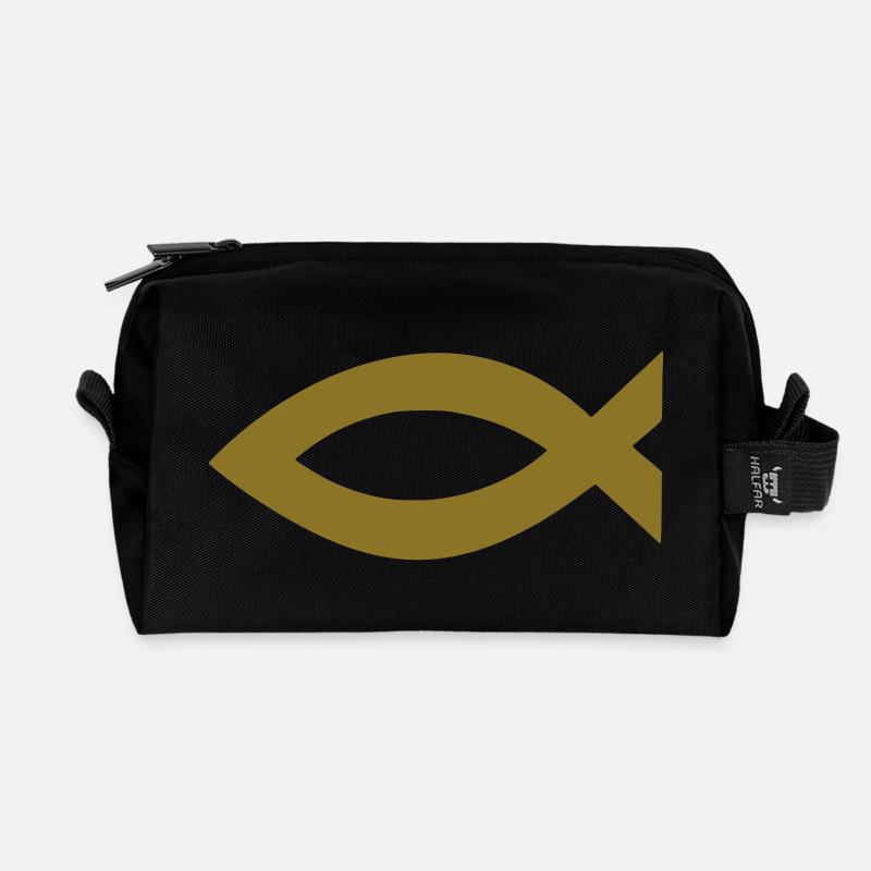 jesus fisch - Recycelte Kulturtasche - Schwarz