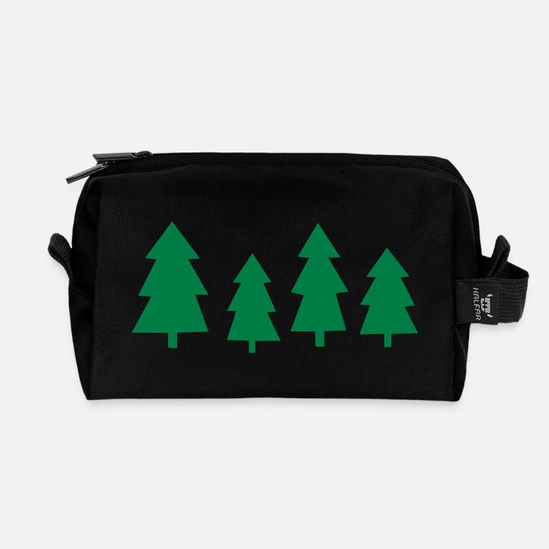 Christmas Trees - Recycled Toiletry Zip Bag - black