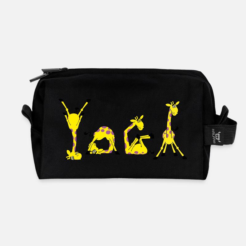Power Yoga Giraffe - YOGA - Recycelte Kulturtasche - Schwarz