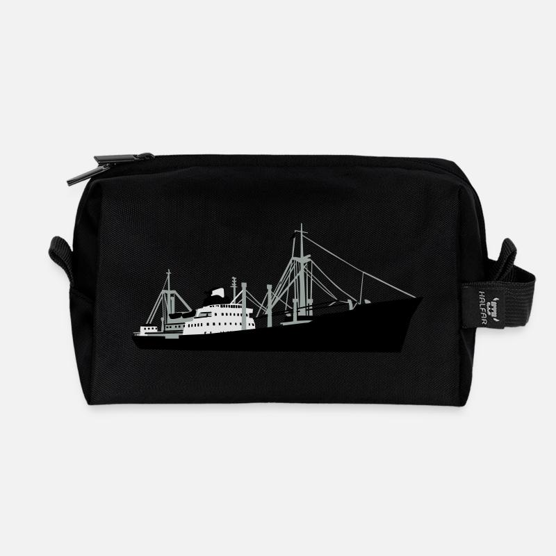 Schiff - MS F. Freiligrath - Recycelte Kulturtasche - Schwarz