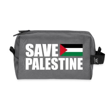 SAVE PALESTINE - Recycled Toiletry Zip Bag - anthracite - Front