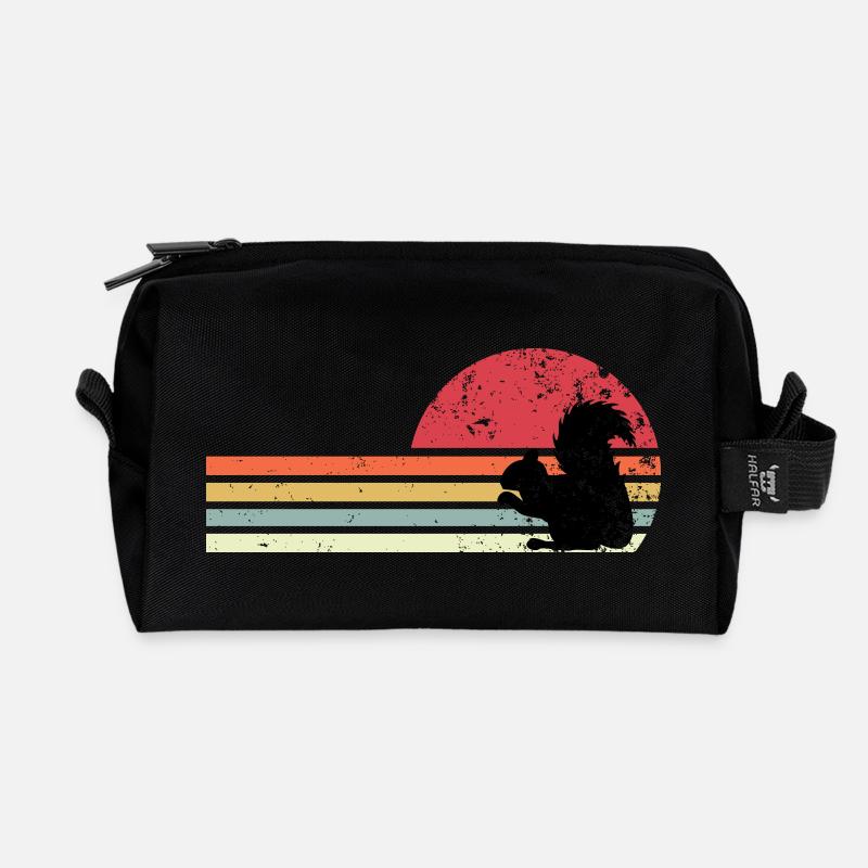 Retro-Eichhörnchen - Recycelte Kulturtasche - Schwarz
