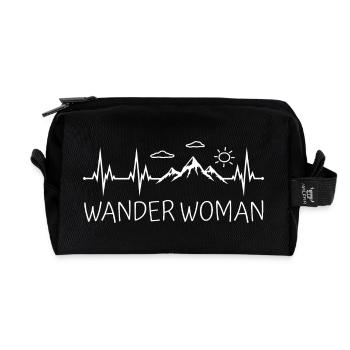 Wander Woman Herzschlag Wandern Berge Wanderwoman - Recycelte Kulturtasche - Schwarz - Vorne