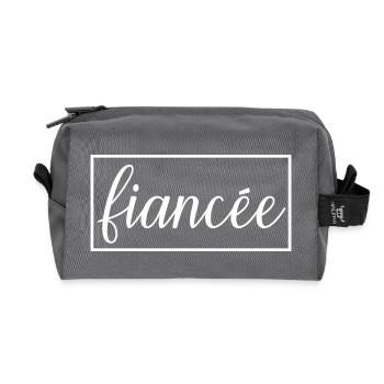 Fiancée Matching Engagement Wedding Honeymoon - Recycled Toiletry Zip Bag - anthracite - Front