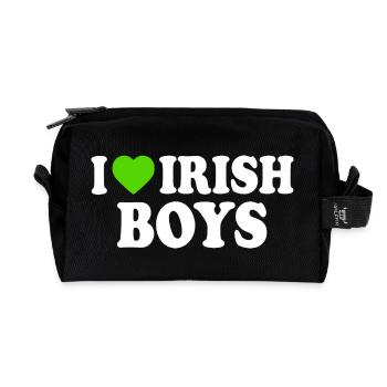 I love irish boys - Recycled Toiletry Zip Bag - black - Front