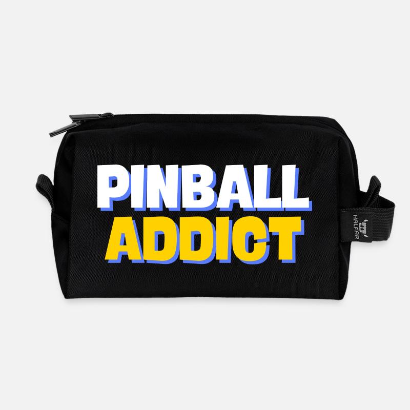cooler Pinball Addict Schriftzug - Recycelte Kulturtasche - Schwarz