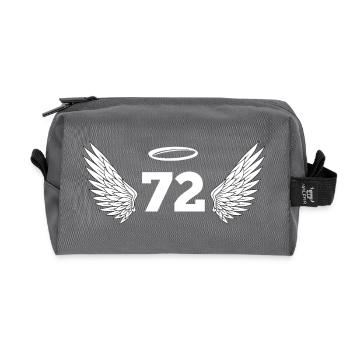 Number 72 Angel - 72nd Birthday Wings - Recycled Toiletry Zip Bag - anthracite - Front