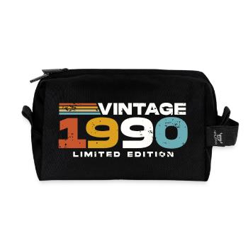 1990's Vintage Retro Birthday Gift - Recycled Toiletry Zip Bag - black - Front