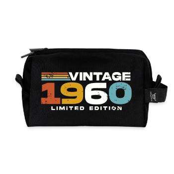 Cadeau d’anniversaire rétro vintage des années 1960 - Trousse de toilette en tissu recyclé - noir - Devant