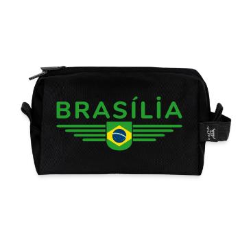 Brasília T-shirt for fans and travelers - Recycled Toiletry Zip Bag - black - Front