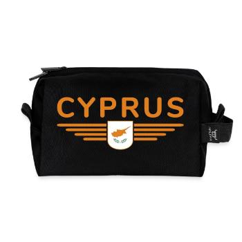 Zypern Design – Insel der Vielfalt - Recycelte Kulturtasche - Schwarz - Vorne