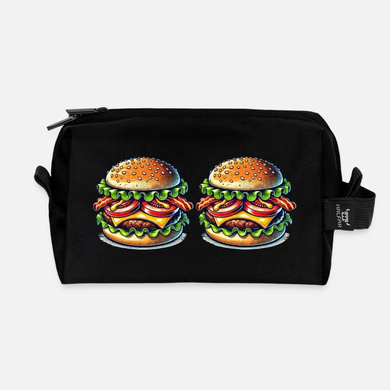 Burger - Recycelte Kulturtasche - Schwarz