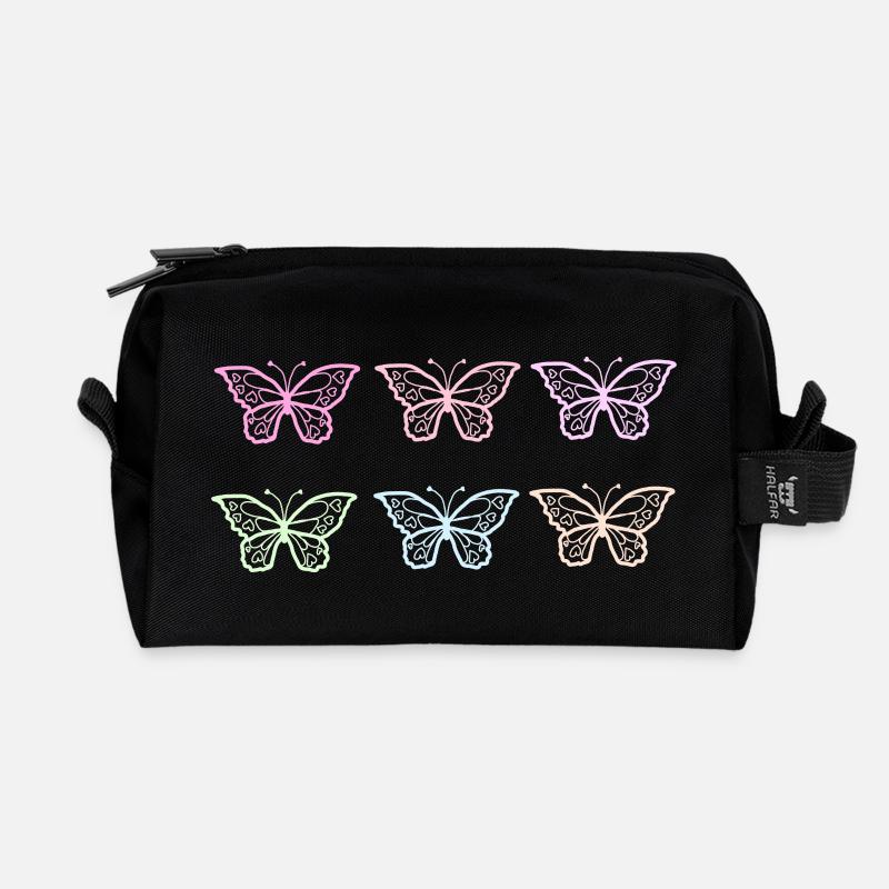 Niedliches Schmetterlingsmuster - Recycelte Kulturtasche - Schwarz