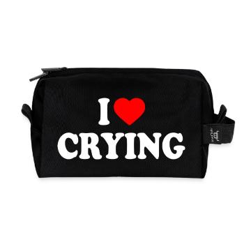 i love crying - Recycled Toiletry Zip Bag - black - Front